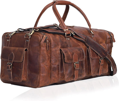 Large duffel bags for men holdall leather travel bag overnight gym sports weekend bag 32 Inch