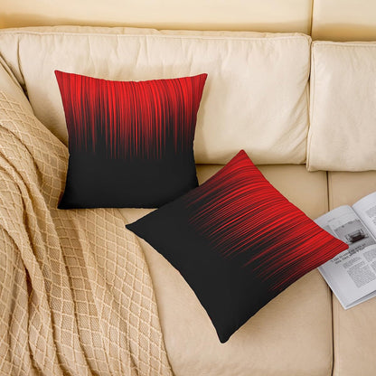 Pack of 2 Geometric Abstract Ombre Decorative Throw Pillow Covers, Soft Red Black Striped Square Cushion Case Set for Couch Sofa Bedroom Living Room, Modern Pillow Cases Pillowcases, 20x20 Inches