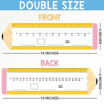 BrightenKidz 26 Pack Pencil Shape Number Line Dry Erase Boards 14"x4" Math Manipulatives for Kindergarten, Students, Classroom Must Haves