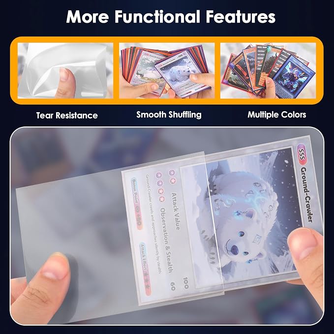 Kitoyz 500Pcs Card Sleeves for Trading Card, Matte Card Sleeves Deck Card Protectors Compatible with Baseball Cards, Sports Cards, Game Cards, Clear