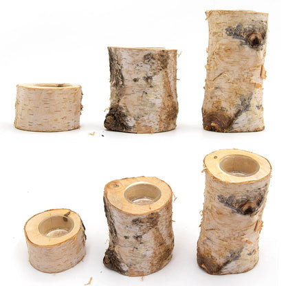 Vkinman 3Pcs Wooden Tea Light Candle Holders, Personalized Birch Wood Votive Tealight Holder for Birthday, Holiday, Party, Wedding, Table Decoration (2in, 4in, 6in)