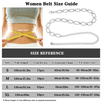 LIMHOO Metal Waist Chain for Women Rhinestone Chain Belt Crystal Waist Belt for Dress (Square-Silver-S)