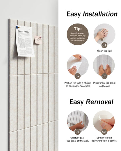 Woovio Large Cork Board, 48" X 36" Bulletin Board, 12 Pack Felt Pin Boards Cork Boards for Walls Office Home Decor, Classroom with 60 Safe Removable Adhesive Tabs Beige