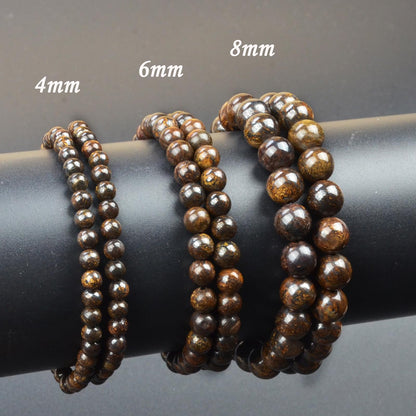 CHCCOYE 4mm Natural Healing Gemstone Bracelet Handmade Yoga Stretch Elastic Bracelet Stress Relief Crystal Jewelry for Men and Women (4mm Bronzite)