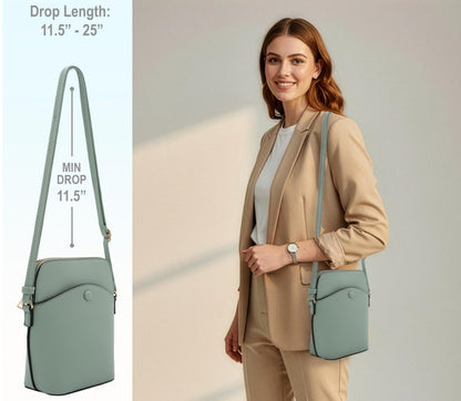 Solene Small Crossbody Bag with Gold Hardware, Mini Shoulder Purse with Adjustable Strap LC150A (Mint)