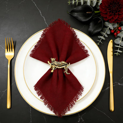 Davifina Gold Leopard Napkin Rings Set of 12 Fall Safari Napkin Rings for Christmas Halloween Dining Decor,Unique Animal Napkin Ring Holders for Baby Shower Garden Party Family Gathering Table Setting