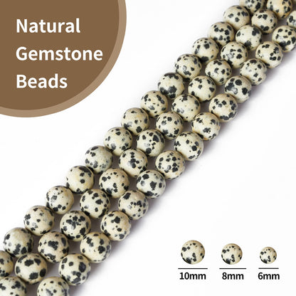 35pcs 10mm Natural Dalmatian Stone Beads Gemstone Beads Round Loose Beads for Jewelry Making