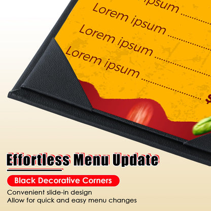 NATGAI 10 PCS 1 View Menu Covers 4.25" x 11", PU Leather Menu Cover Menu Holders, Waterproof Double View Restaurant Menu Covers, Fit for Restaurant Bar Cafe Hotel Wine List (1 View, 4.25"x11")