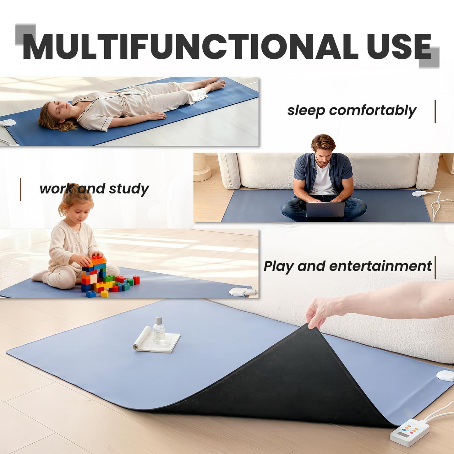 YIRCELOM Heated Floor Mats Under Desk, Heated Foot Warmer with Adjustable Temperature 12 Hour Timer, Electric Heated Area Rug, Radiant Floor Heater, for Yoga (55x79inch/140x200cm)