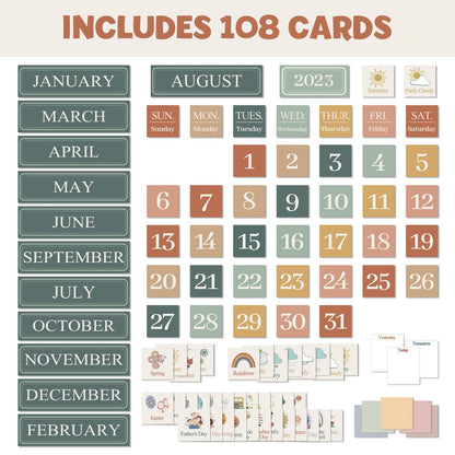 Godery Boho Calendar Pocket Chart for Classroom Cards Add-On School Supplies Teacher Decorations Bulletin Board Pre-K To 6th Grade, Black-2