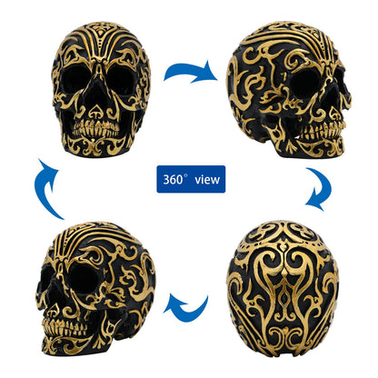 Gothic Skull Head Home Decor - 5.2 Inch Resin Skeleton Skull Halloween Statue, Skull Model for Bookshelf and Desktop,Party, Desk Altar Decoration