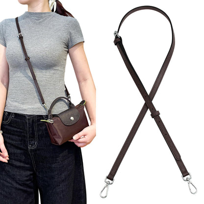 HUXRY CARCH Bag Leather Shoulder Strap Adjustable Crossbody Replacement Fit for Le Pliage Mini Pouch(Mocha)