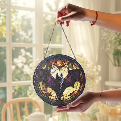 6" Bat Stained Glass Suncatchers Art Glass Spooky Bat for Sun Catcher Indoor Window for Pet Animal Lovers Women Grandma Mom Friend Painted Panel Décor ANI-01A-SG6