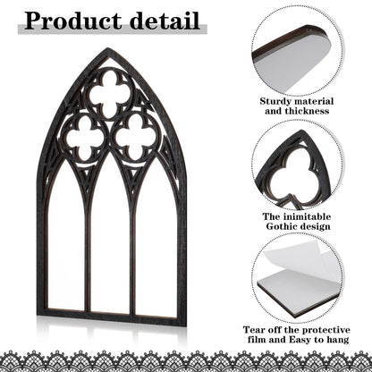 BOUMUSOE 3 Pack Gothic Mirrors, Cathedral Arch Frame, Tiny Gothic Room Decor - 9.8 inches Spooky Decorative Rustic Wall Hanging for Bedroom & Bathroom