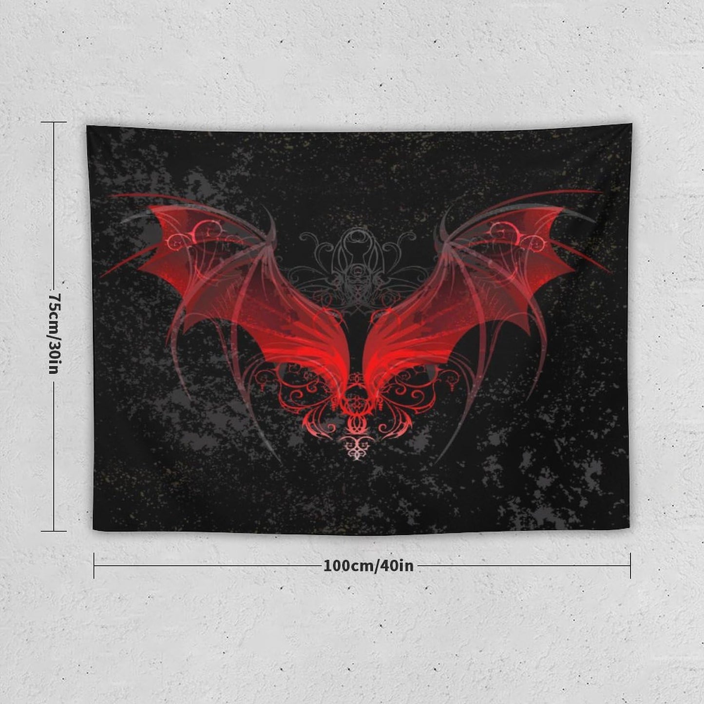 HZOHNAGO Gothic Tapestry Retro Red Bat Pattern Printed Wall Tapestry Wall Hanging for Bedroom Living Room Dorm 40" W x 30" H