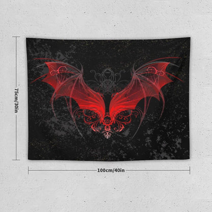HZOHNAGO Gothic Tapestry Retro Red Bat Pattern Printed Wall Tapestry Wall Hanging for Bedroom Living Room Dorm 40" W x 30" H