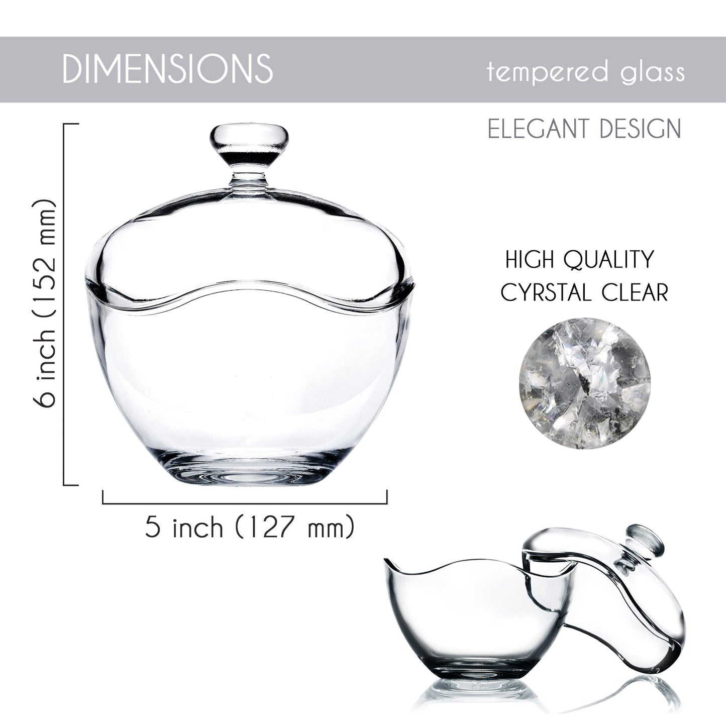 Volarium 13.5 oz Glass Candy Jars for Candy Buffet with Lid, Cookie Jar, Apothecary Jar, Food Storage Container