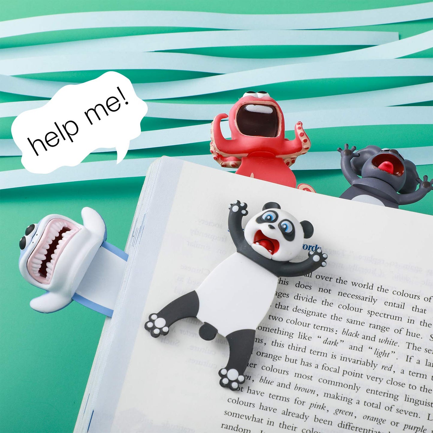 Zonon 6 Pcs 3D Funny Animal Bookmarks for Kids Wacky Cartoon Animal Bookmarks Set Cool Cute Squashed for Childrens Boys Girls Students Teachers School Supplies Fun Reading Gifts(Mixed Style)