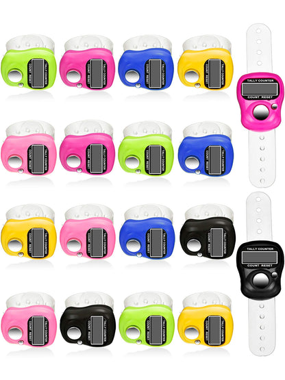 Tatuo 18 Pack Electronic Finger Counter, 5 Digit LCD Digital Hand Tally Clicker with Large Button & Reset, Portable Resettable Lap Counter for Knitting, Golf, Coaching, Lab, Stadium (6 Colors)
