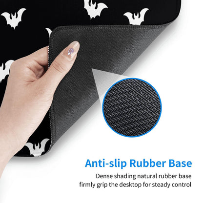 Extended Gaming Mouse Pad with Stitched Edges, Black White Halloween Bats Large Desk pad Long XL Keyboard and Mouse Pad Desk Mat for Gaming Office & Home, 31.5x11.8 in