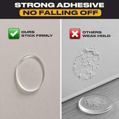 Clear Door Stoppers - Medium 2" (6 Pack) - Door Stoppers for Wall with Strong Back Adhesive - Quiet and Shock Absorbent Silicone Wall Protectors from Door Knobs - Protects Every Surface