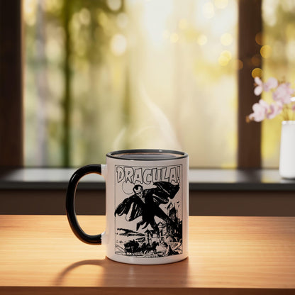 Retro Horror Movie Monster Vampire Vintage Halloween Dracula Ceramic Mug, Black/White