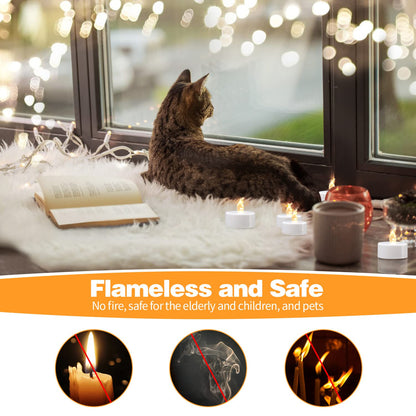 KOABY 200 Pack Warm White LED Tea Lights, Last 100H+, Flickering Flameless Battery Operated Tea Lights for Decor