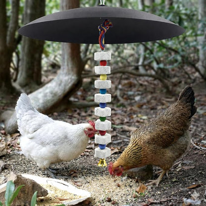 2 Pack 11.5" Large Lava Stone Bird Toys - Natural Beak Grinding Block with Hemp Rope - Hanging Cage Accessories for Parrots, Cockatiels, Conures & Parakeets