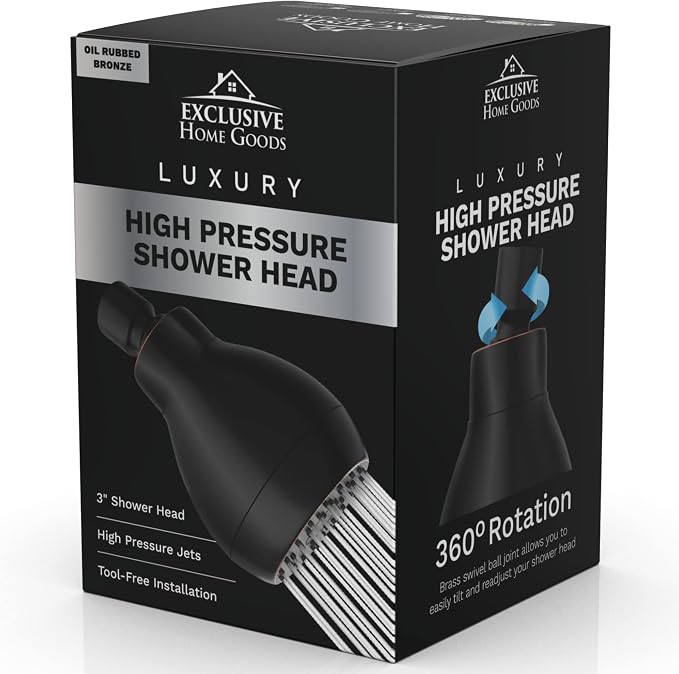 High Pressure Shower Head - Powerful Deluxe Bathroom Showerhead with Strong Spray Stream Universal Fit Works with High and Low Water Flow 1.8