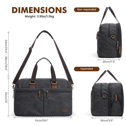 S-ZONE Expandable Duffle Bag for Travel 33L 50L Canvas Weekender Overnight Bags Men Women