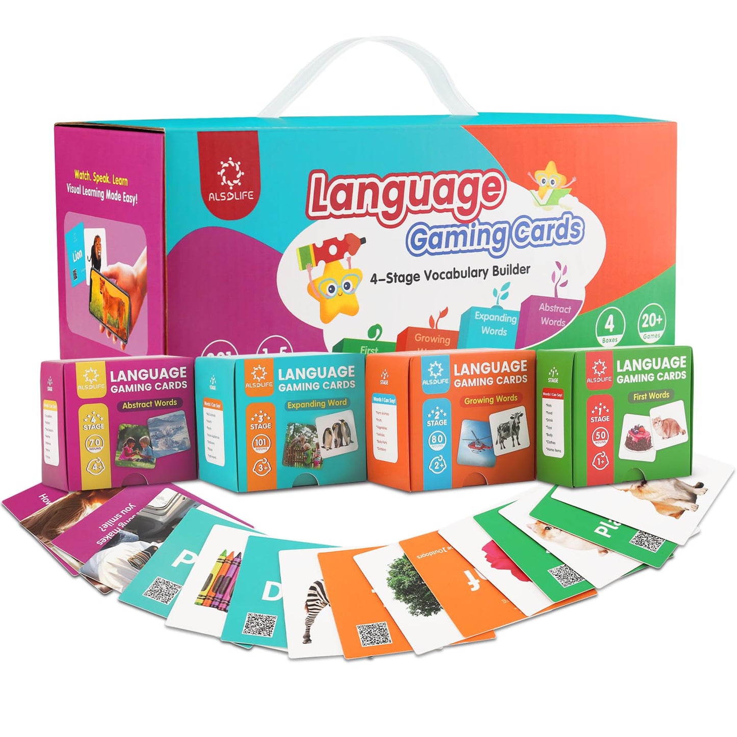 ALSOLIFE 301 Noun Flash Cards for Toddlers, 4-Level Vocabulary Builder Real Life Picture Card for Speech Therapy and Toddler Learning, ABA Therapy Materials, Autism Learning Materials, ESL Teaching