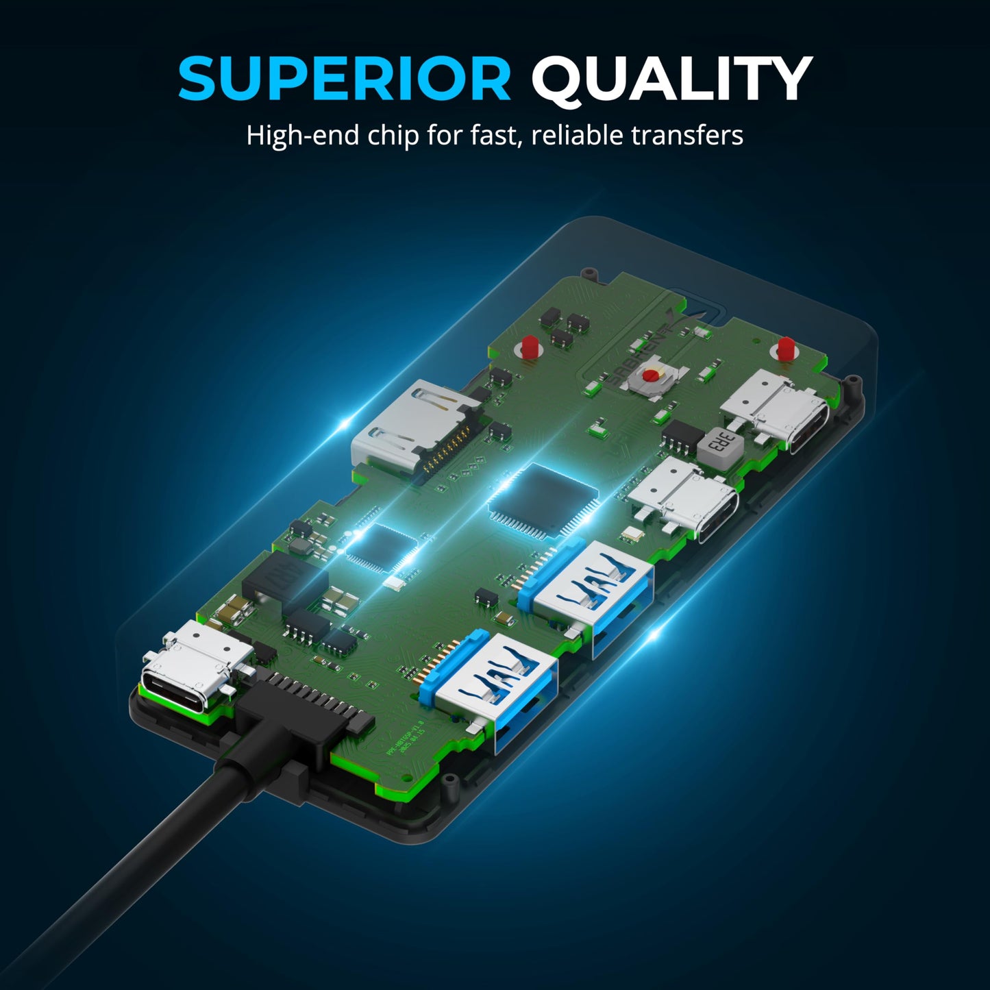 SABRENT 4-Port USB 3.0 Hub with Individual LED Power Switches - Slim, Portable Design - 2 Ft Cable - Fast Data Transfer - Compatible with Mac & PC (HB-UM43)