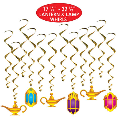 Beistle Lantern & Lamp Whirls, 24 Piece, 17.5"-34", Multicolored