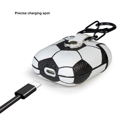 HIDAHE for AirPods Case, for AirPods Accessories Cover for Airpods 1 & for AirPods 2 Protective Case Soccer Pattern Leather for AirPods 2 Kits Skin with Keychain, Soccer02