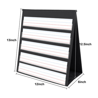 EAMAY Desktop Pocket Chart, Tabletop Teaching Classroom Pocket Charts Double-Side and self-Standing Pocket Chart for Kindergarten, Home Use or Classroom (Black)
