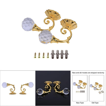 Marhynchus Crystal Hanger, 2X Heavy Metal Curtain Tiebacks with Gold Finish, Decorative Wall Mounted Window Treatment Holdbacks, 1.57x2.44 inches, 0.167 kg
