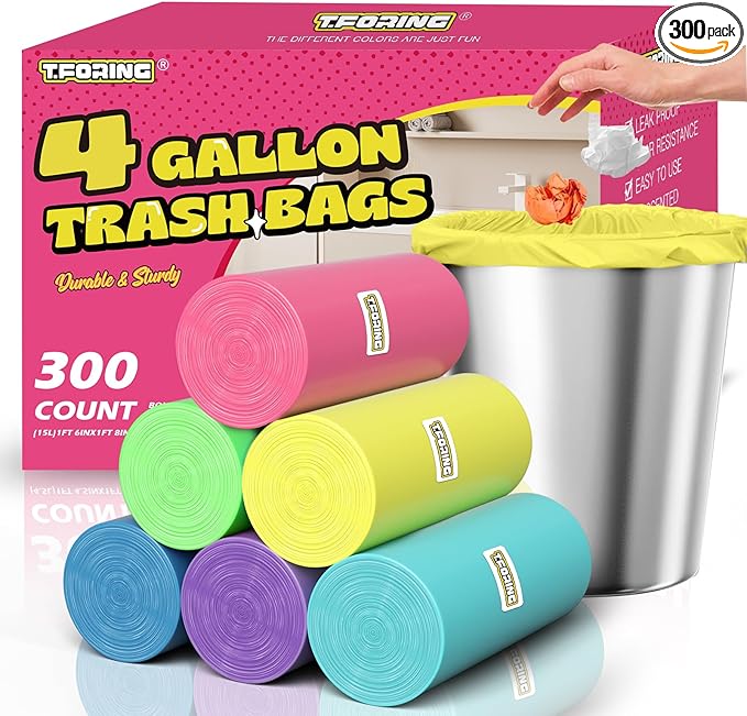 300 Count 4 Gallon Small Trash Bags