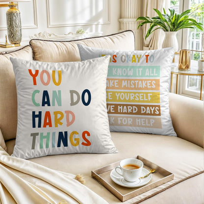 Palasarkaaa You Can Do Hard Things Inspirational Encourage Throw Pillow Cover 18x18 Inch for Son Daughter Teenager, Home Mental Health Therapist Office Decorative Cushion Covers