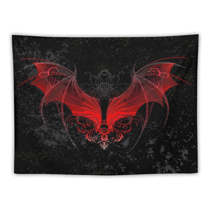 HZOHNAGO Gothic Tapestry Retro Red Bat Pattern Printed Wall Tapestry Wall Hanging for Bedroom Living Room Dorm 40" W x 30" H