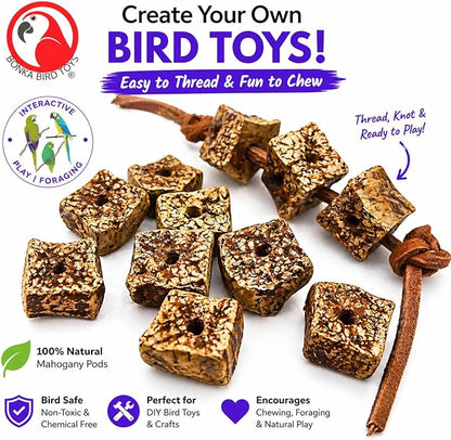 Bonka Bird Toys 3893 Pk24 Mahogany Sliced Pods Foot Talon Craft Part Bird Toys Parakeet Cockatiel Conure