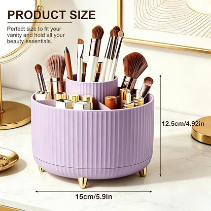 Makeup Brush Holder, Makeup Brush Organizer Countertop, Skincare Makeup Cosmetic Perfume Organizer Storage Box Case for Vanity Bathroom Countertop(Purple)
