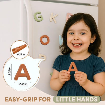 JoyCat Silicone Alphabet Magnetic Letters, 26 Uppercase ABC Fridge Magnets for Toddlers & Kids 3+, Preschool Learning Refrigerator Toy Set, Birthday Gifts for Boys Girls (Muted Color)