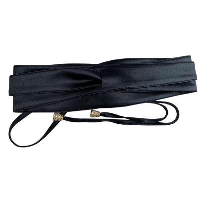 laelinggt woman belt Strap wide waist Satin obi for dress Bowknot Self Tie Wrap Around Obi Waist Band Cinch Waist Belt (black)