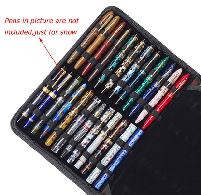 48 Fountain Pen Case, Rollerball Pen Holder PU Leather Bag Pouch Large Capacity for Your Collection - Brown