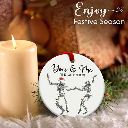 SOL VIBES Couple Christmas Ornament 2025, Xmas Hanging Ornaments, Dancing Skeleton Ornament on Christmas or Halloween, You & Me Gifts for Love and Friendship, Girlfriend, Boyfriend, or Soul Sisters