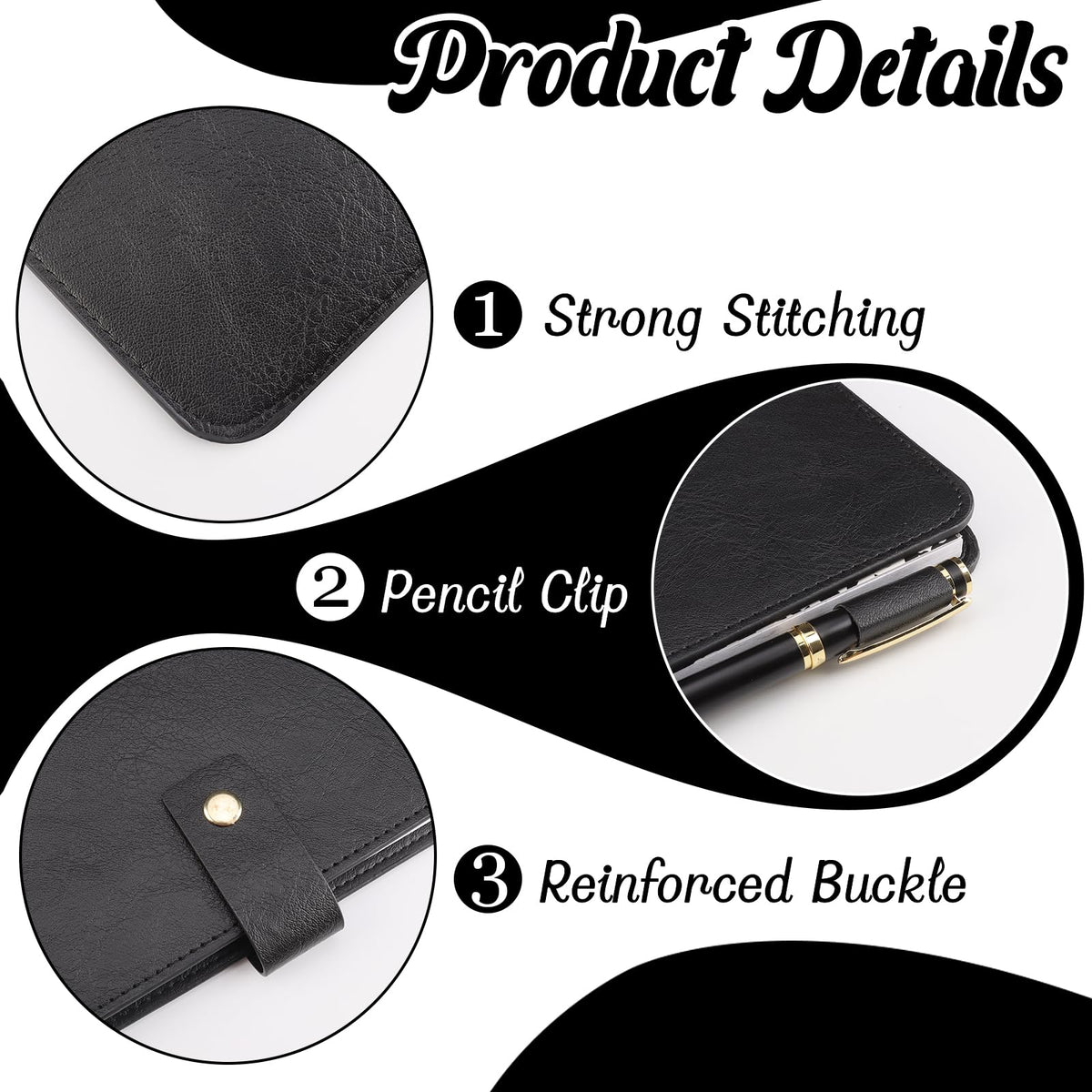 SKLENICE PU Leather Composition Notebook Cover 9 3/4 X 7 1/2 in With Composition Book 100 Sheets Vintage Rustic Distressed PU Leather Journal Notebook Cover Portfolio For School Office Home (Black)