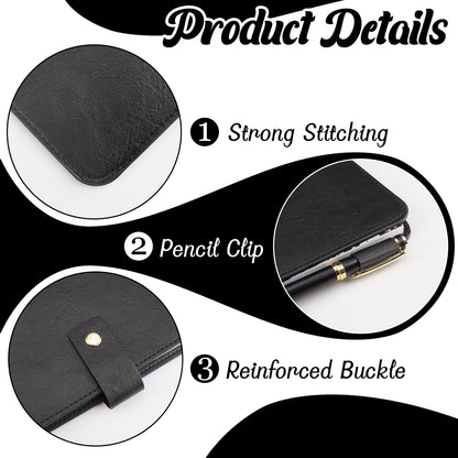 SKLENICE PU Leather Composition Notebook Cover 9 3/4 X 7 1/2 in With Composition Book 100 Sheets Vintage Rustic Distressed PU Leather Journal Notebook Cover Portfolio For School Office Home (Black)