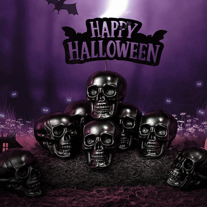Yalikop 9 Pcs Halloween Skull Figurine 2.4 Inch Skeleton Head Table Decor Figurines Skulls Heads Halloween Prank Props for DIY Crafts Home Decoration Party Favors Gift Filling Ornament