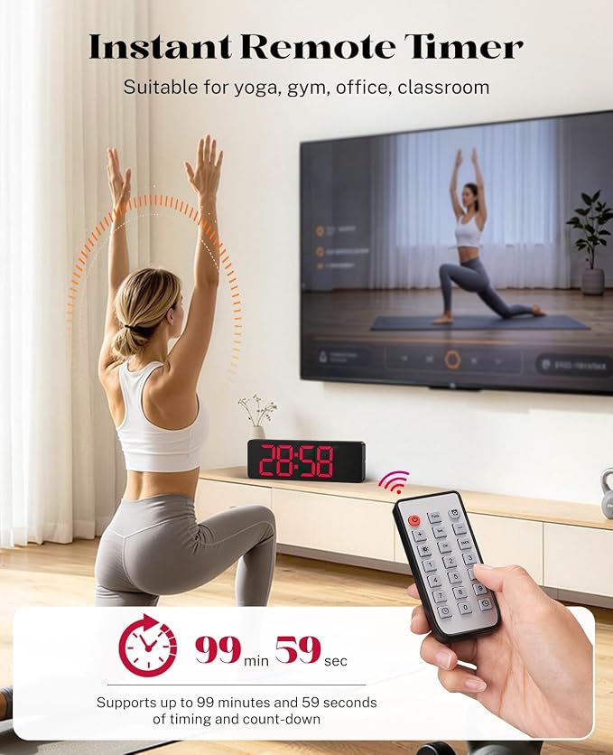 Digital Wall Clock for Classroom, 13" Digital Clock Large Display | Big Led Wall Clocks with Remote Control,Date,Week,Alarm,Temp &DST for Bedroom,Living Room,Gym,Office