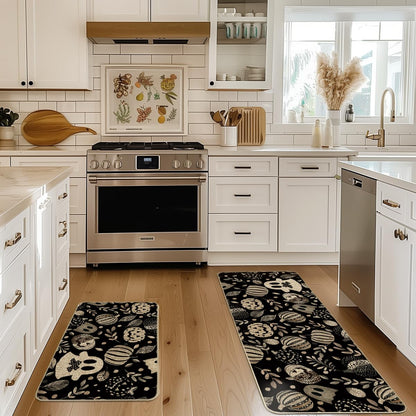 Artoid Mode Ghosts Boo Pumpkin Leave Halloween Kitchen Mats Set of 2, Low-Profile Home Decor Kitchen Rugs for Floor - 17x29 and 17x47 Inch